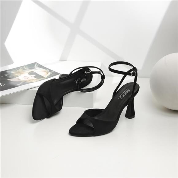 High Heels for Women Black Suede - Picture 6 of 7